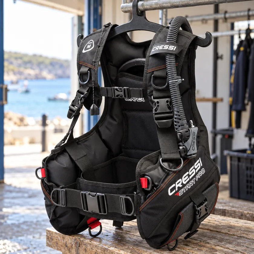 Generated product image of Cressi Start Pro 2.0 supported in a dive-center preparation area