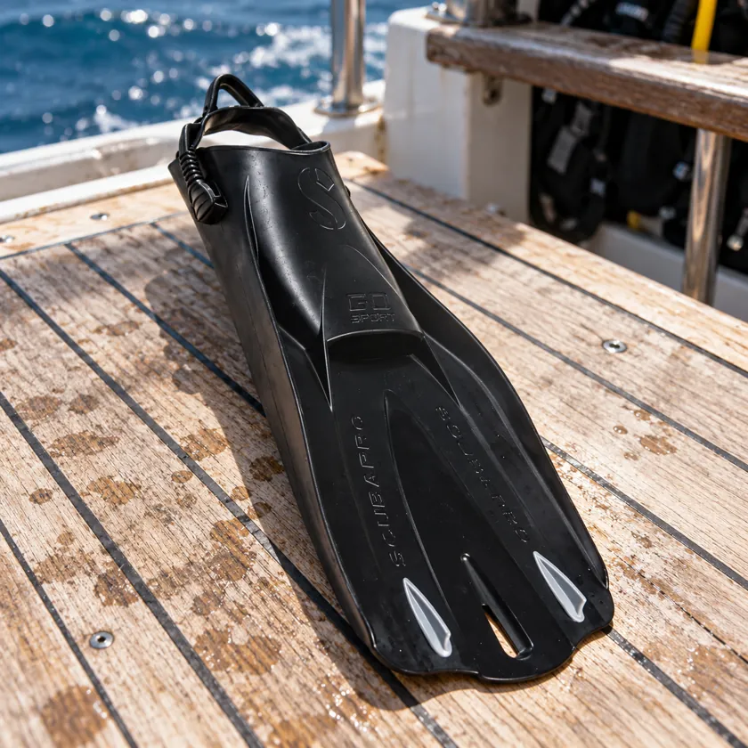 Generated product image of SCUBAPRO GO Sport on a dive-boat deck